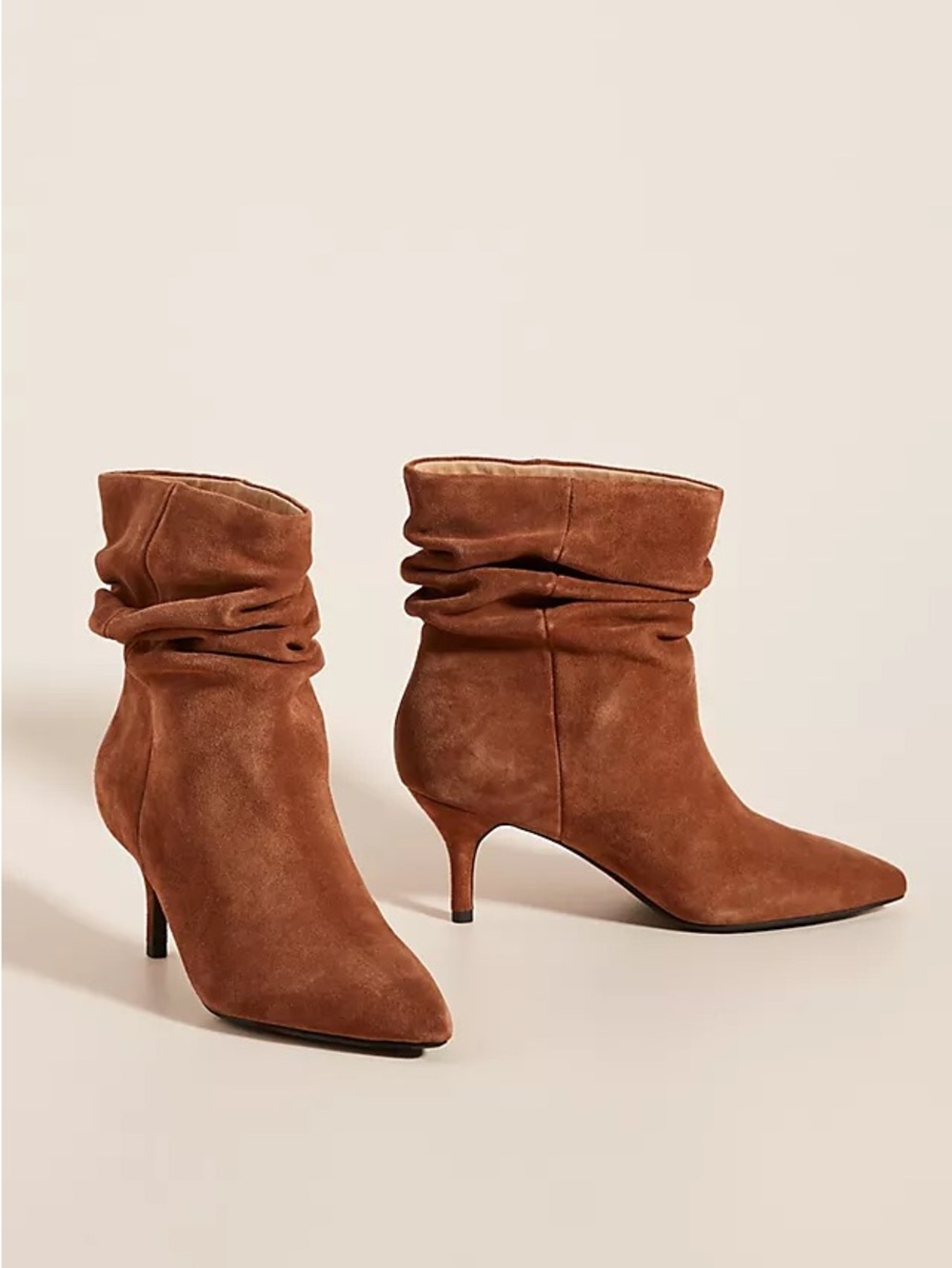 The Bear Shoe Agnete Slouch Kitten-Heeled Boots in brown suede